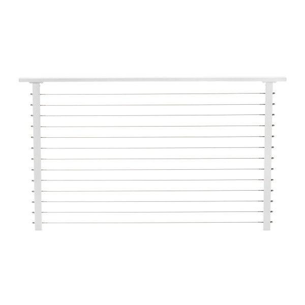 CityPost 42" White Marine Grade Cable Railing System with Aluminum Cable (Sold Per Linear Foot)