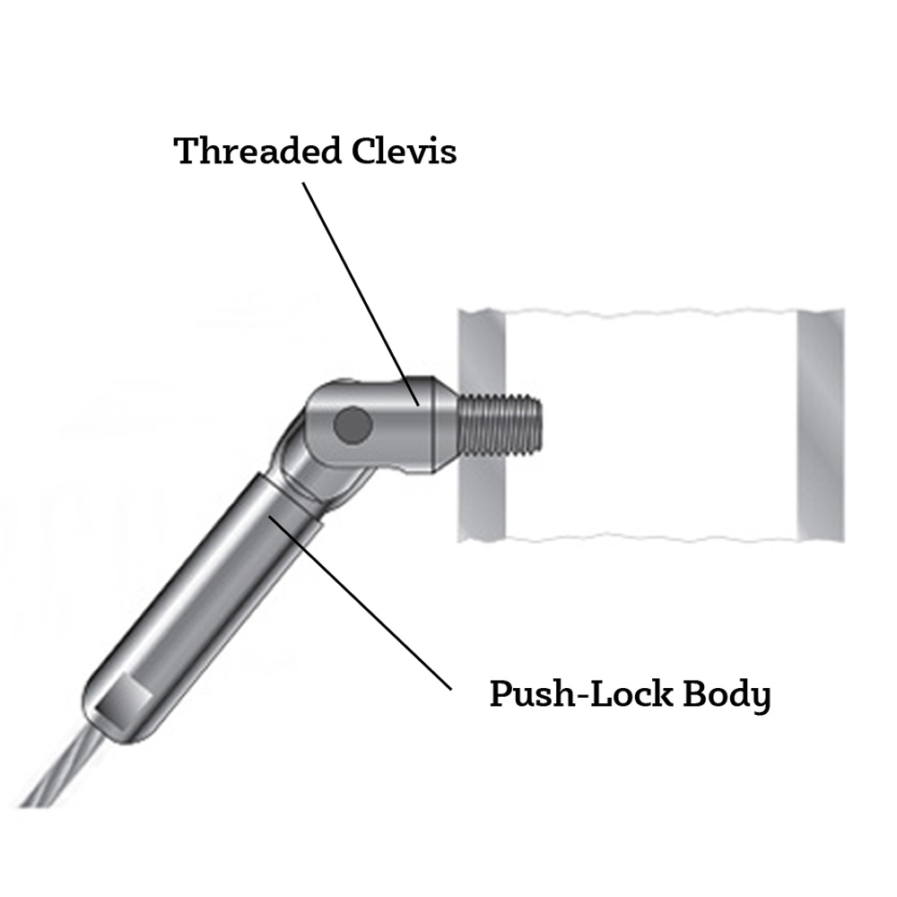 Push-Lock Threaded Clevis Installation Diagram