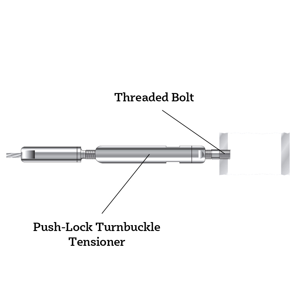 Push-Lock Turnbuckle Threaded Bolt Installation Diagram